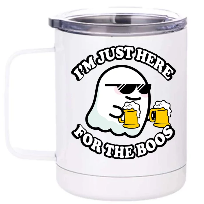 Here For The Boos Funny Halloween Party Front & Back 12oz Stainless Steel Tumbler Cup