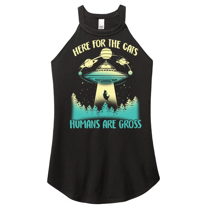 Here For The Cats Humans Are Gross Women’s Perfect Tri Rocker Tank