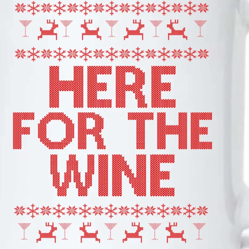 Here For The Wine Ugly Christmas Sweater Black Color Changing Mug