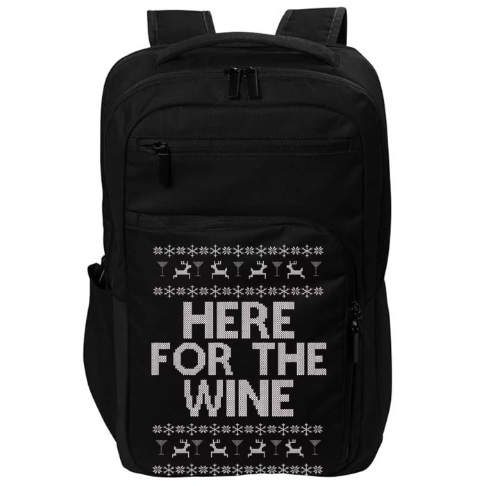 Here For The Wine Ugly Christmas Sweater Impact Tech Backpack