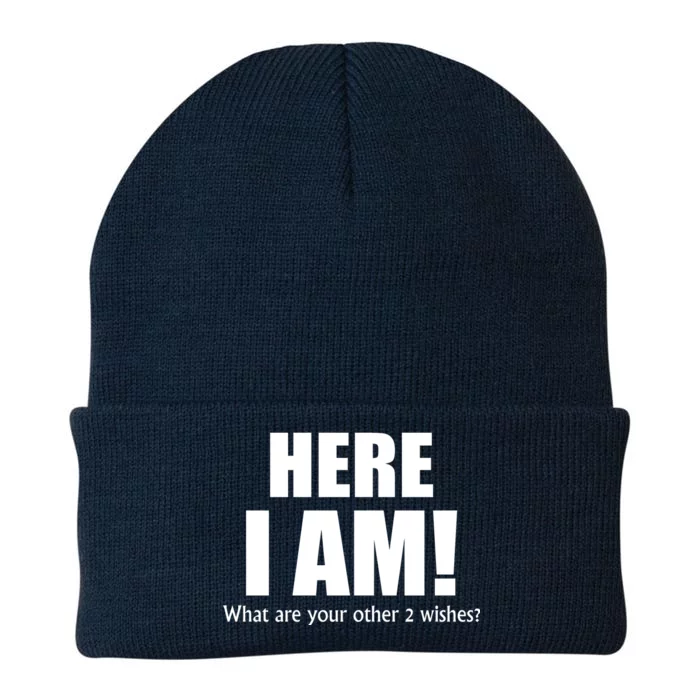 Here I Am! What Are Your Other 2 Wishes? Knit Cap Winter Beanie