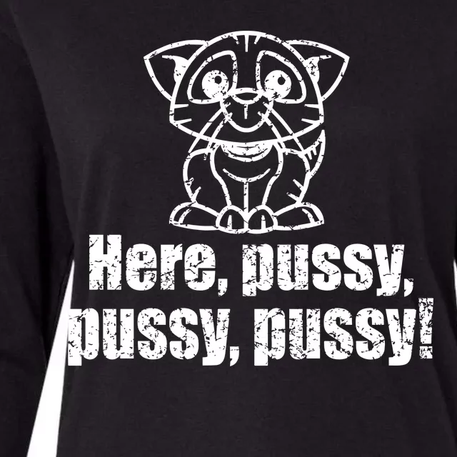 Here Pussy Pussy Pussy Cat Womens Cotton Relaxed Long Sleeve T-Shirt