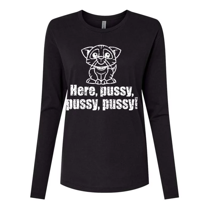 Here Pussy Pussy Pussy Cat Womens Cotton Relaxed Long Sleeve T-Shirt