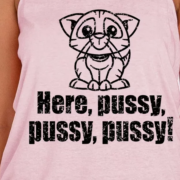 Here Pussy Pussy Pussy Cat Women's Knotted Racerback Tank