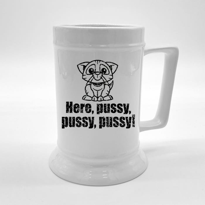 Here Pussy Pussy Pussy Cat Front & Back Beer Stein