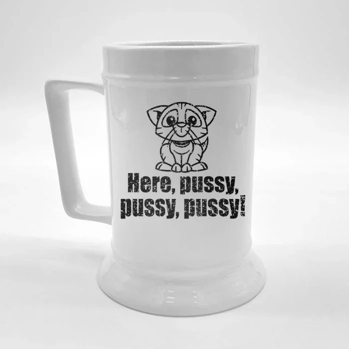 Here Pussy Pussy Pussy Cat Front & Back Beer Stein