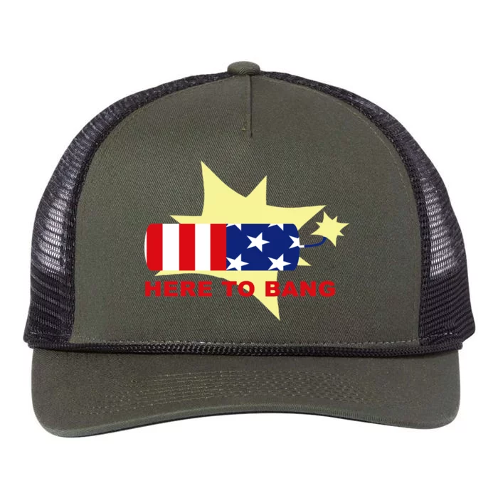 Here To Bang Independence Day 4th of July Retro Rope Trucker Hat Cap