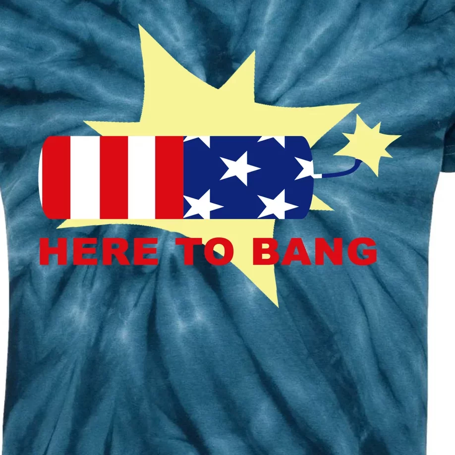 Here To Bang Independence Day 4th of July Kids Tie-Dye T-Shirt