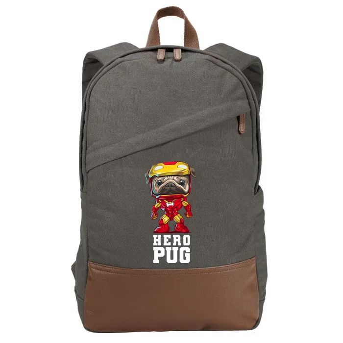 Hero Iron Pug Funny Spoof Cotton Canvas Backpack