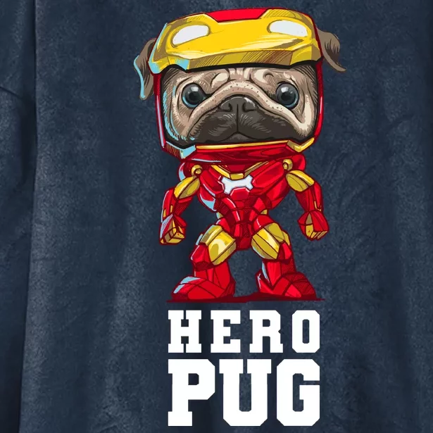 Hero Iron Pug Funny Spoof Hooded Wearable Blanket