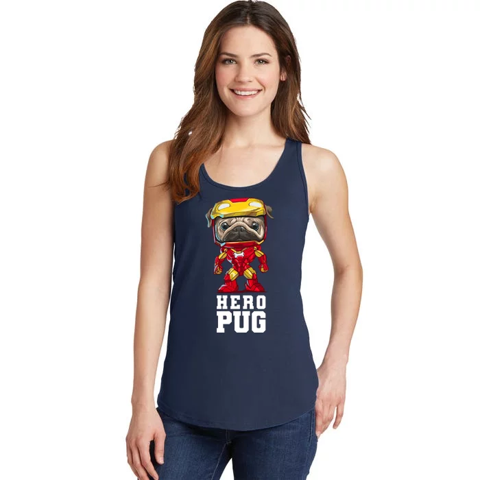 Hero Iron Pug Funny Spoof Ladies Essential Tank