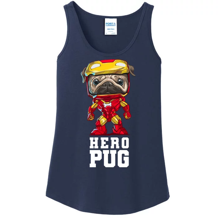 Hero Iron Pug Funny Spoof Ladies Essential Tank