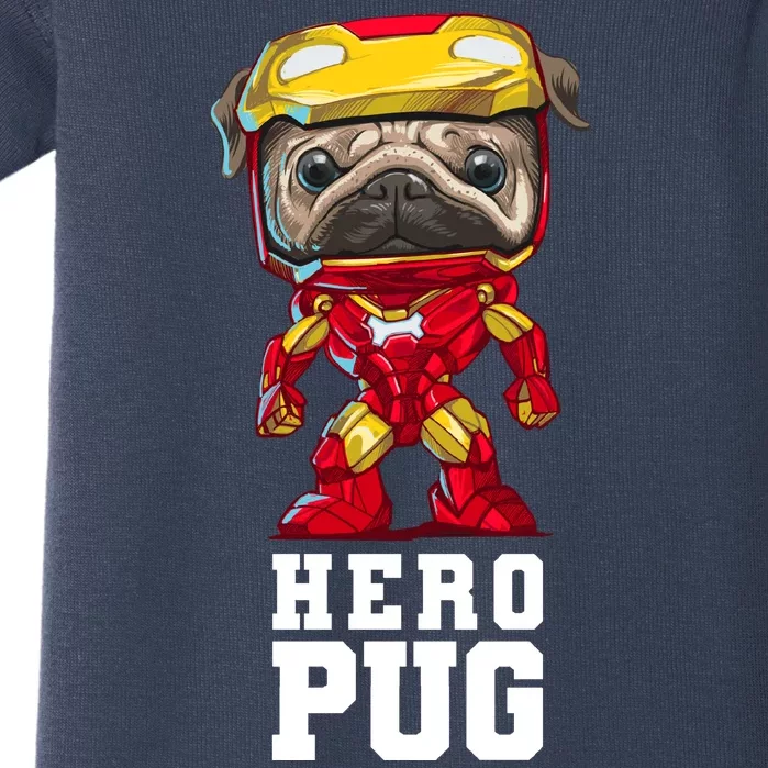 Hero Iron Pug Funny Spoof Baby Bodysuit