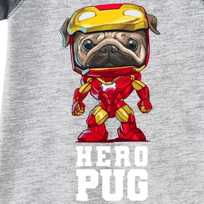 Hero Iron Pug Funny Spoof Infant Baby Jersey Bodysuit