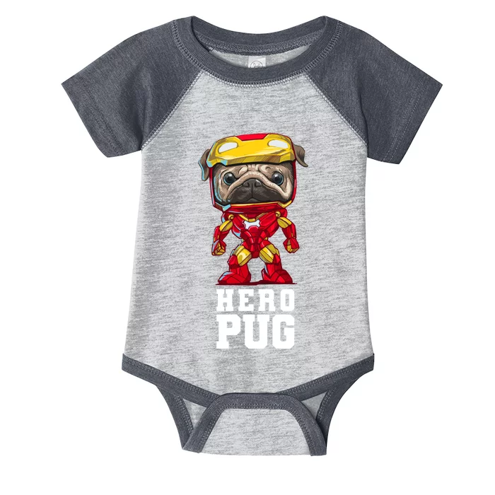 Hero Iron Pug Funny Spoof Infant Baby Jersey Bodysuit