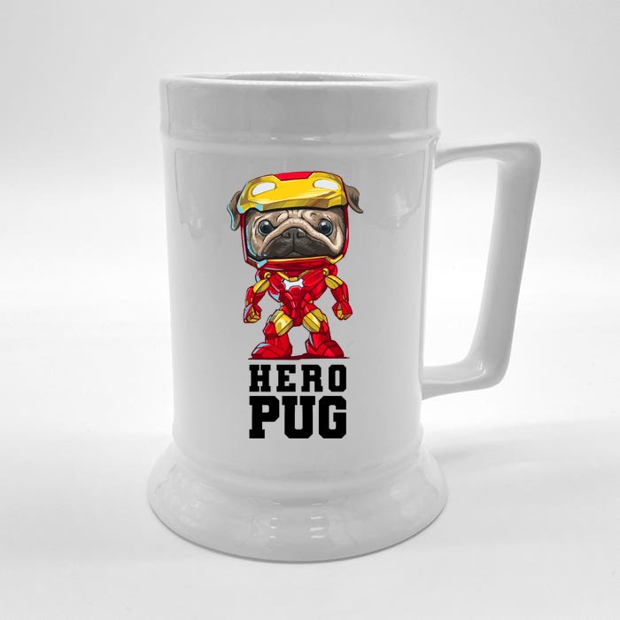 Hero Iron Pug Funny Spoof Front & Back Beer Stein