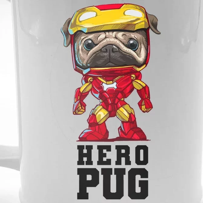 Hero Iron Pug Funny Spoof Front & Back Beer Stein