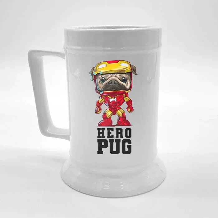 Hero Iron Pug Funny Spoof Front & Back Beer Stein