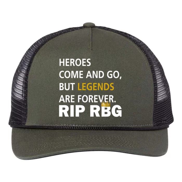 Heroes Come And Go Legends Are Forever RIP RBG Retro Rope Trucker Hat Cap