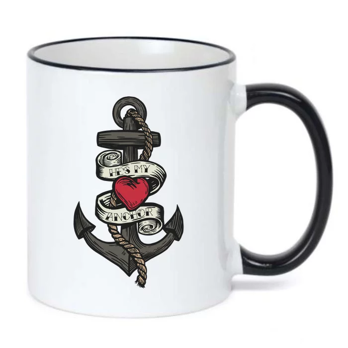 He's My Anchor Black Color Changing Mug