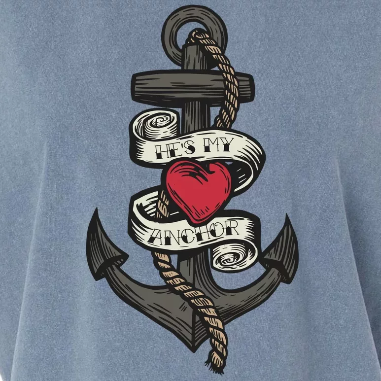 He's My Anchor Garment-Dyed Women's Muscle Tee