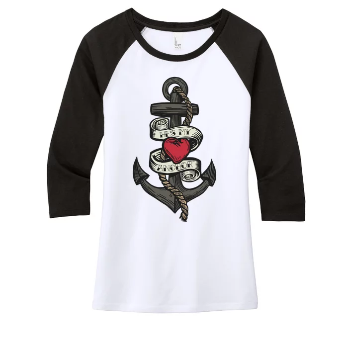 He's My Anchor Women's Tri-Blend 3/4-Sleeve Raglan Shirt