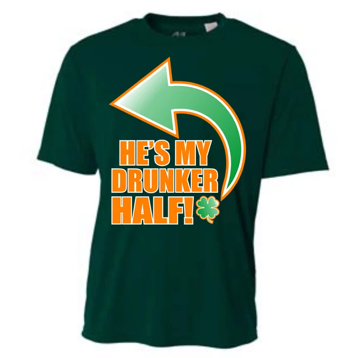 He's My Drunker Half Funny St. Patrick's Day Drinking Cooling Performance Crew T-Shirt