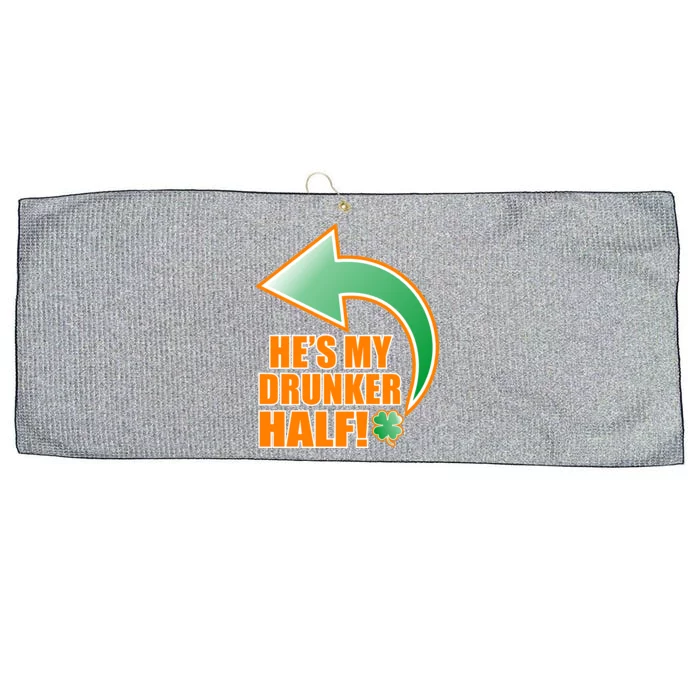 He's My Drunker Half Funny St. Patrick's Day Drinking Large Microfiber Waffle Golf Towel