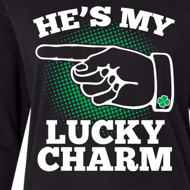 He's My Lucky Charm St Patrick's Day Matching Couples Womens Cotton Relaxed Long Sleeve T-Shirt