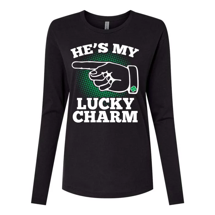 He's My Lucky Charm St Patrick's Day Matching Couples Womens Cotton Relaxed Long Sleeve T-Shirt