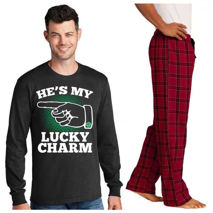 He's My Lucky Charm St Patrick's Day Matching Couples Long Sleeve Pajama Set