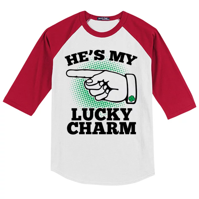 He's My Lucky Charm St Patrick's Day Matching Couples Kids Colorblock Raglan Jersey