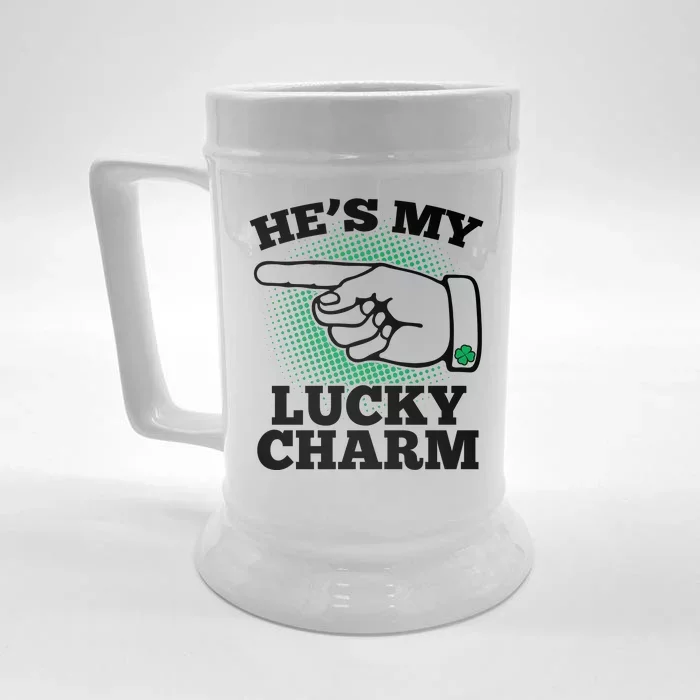 He's My Lucky Charm St Patrick's Day Matching Couples Front & Back Beer Stein