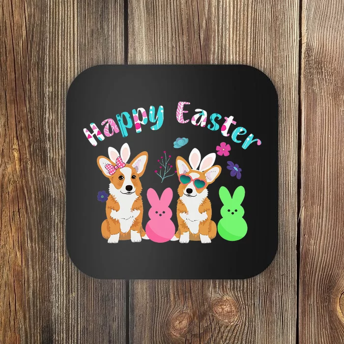 Happy Easter Shirt Funny Bunny Corgi Dog Easter Coaster