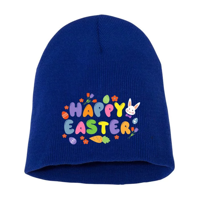 Happy Easter Spring Flowers Bunny Egg Hunt Gift Short Acrylic Beanie