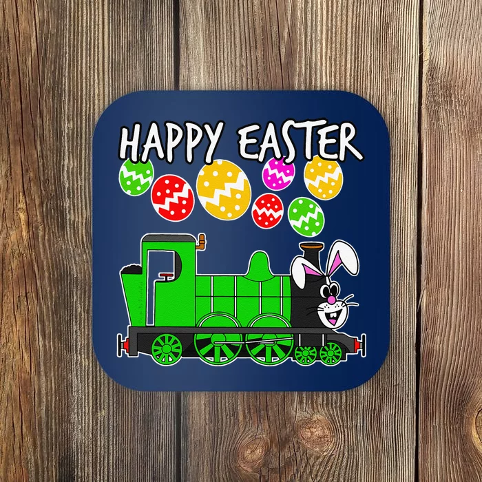 Happy Easter Steam Train Engine Bunny Chocolate Eggs Coaster