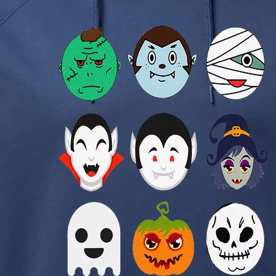 Halloween Emoticon Scary Spooky Gift Costume Performance Fleece Hoodie