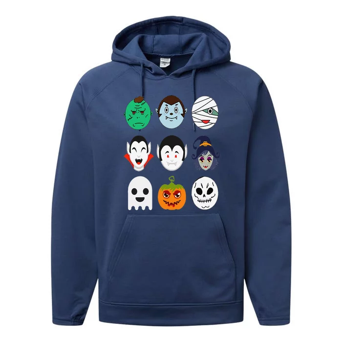 Halloween Emoticon Scary Spooky Gift Costume Performance Fleece Hoodie