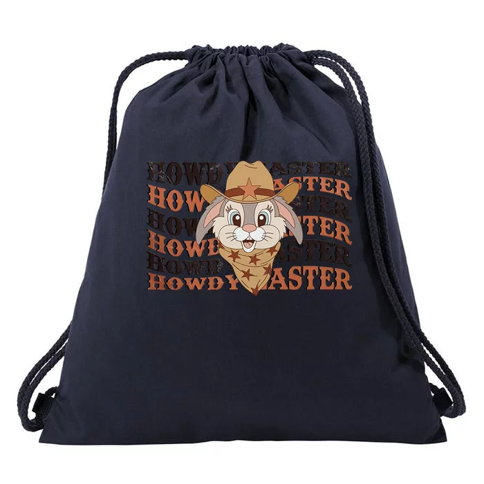 Howdy Easter Some Bunny Loves You Retro Easter Bunny Cowboy Hunny Drawstring Bag