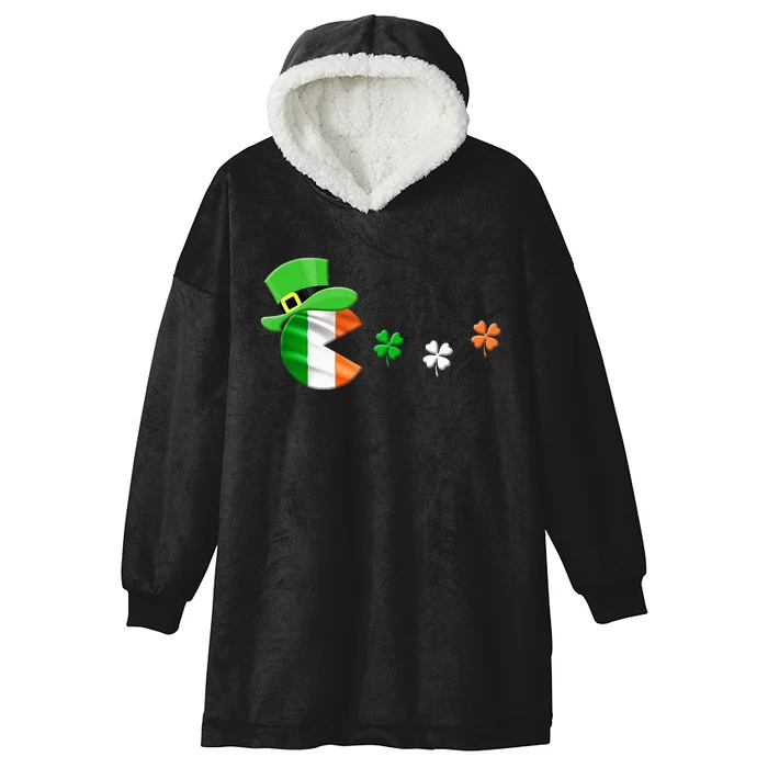 Hat Eating Shamrocks St Patrick's Day With Leprechaun Hooded Wearable Blanket