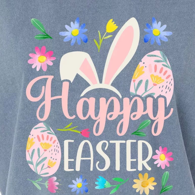 Happy Easter Sayings Egg Bunny Garment-Dyed Women's Muscle Tee