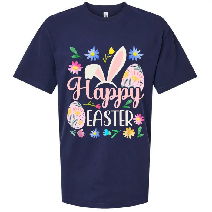 Happy Easter Sayings Egg Bunny Sueded Cloud Jersey T-Shirt