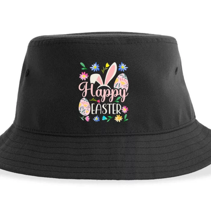 Happy Easter Sayings Egg Bunny Sustainable Bucket Hat