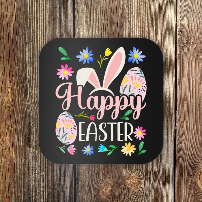 Happy Easter Sayings Egg Bunny Coaster