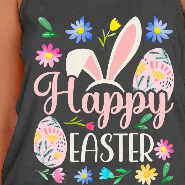 Happy Easter Sayings Egg Bunny Women's Knotted Racerback Tank