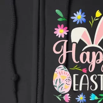 Happy Easter Sayings Egg Bunny Full Zip Hoodie