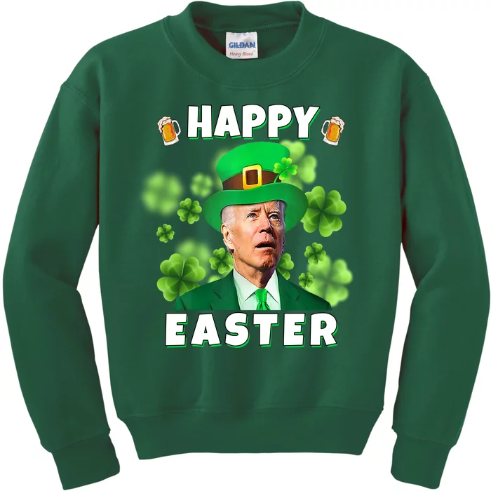 Happy Easter St Patrick's Day Confused Joe Biden Funny Kids Sweatshirt