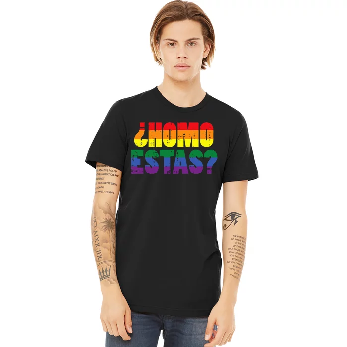 Homo Estas Spanish Mexican Funny Pride Ally Month Premium T-Shirt