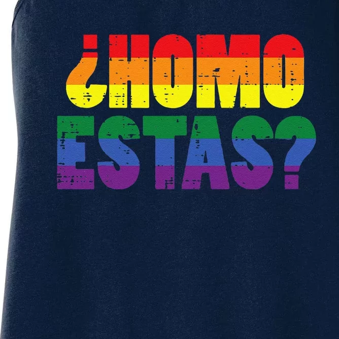 Homo Estas Spanish Mexican Funny Gay Pride Ally Lgbtq Month Women's Racerback Tank