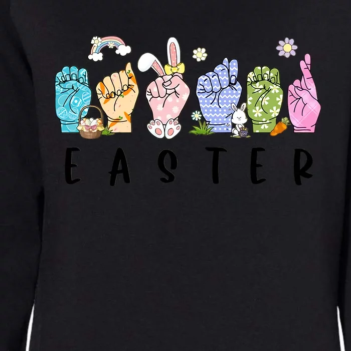 Happy Easter Sign Language Easter Bunny Cute Easter Deaf Pride Womens California Wash Sweatshirt